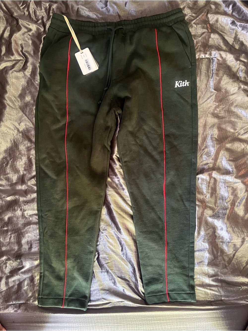 Kith Olive Green Joggers with Red Piping